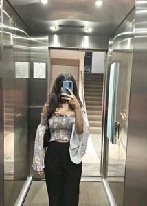Chic Floral Off-Shoulder Bell Sleeve Top