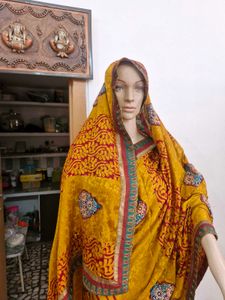 Mustard Yellow Festive Saree with Stitched Blouse
