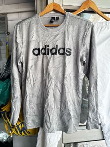 Adidas Men's Grey Long Sleeve T-Shirt