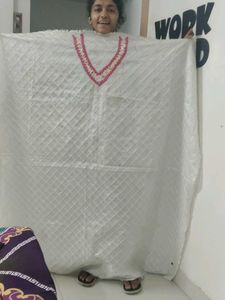 White Dress Material with Neck Design