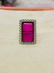 Elegant Pearl & Pink Stone Ring