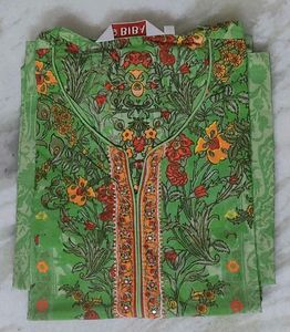 Green Floral Print Grand Look Kurta