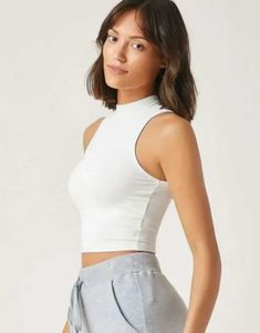 Sleeveless Mock Neck Cropped Top