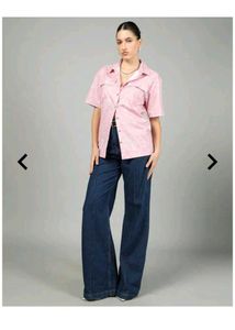 Loose Fit Spread Collar Abstract Print Shirt