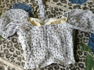 Sheer Floral Puff Sleeve Top