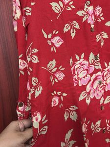 Red Floral Print Top