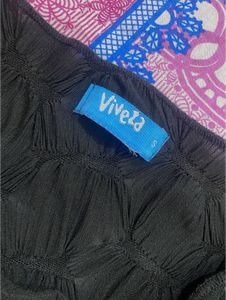 Black Textured Long Sleeve Crop Top