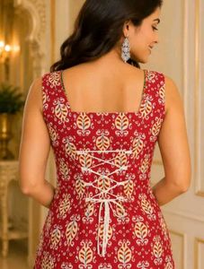 ✨Stylish Red Printed Kurta Set with Palazzo ✨ Crim