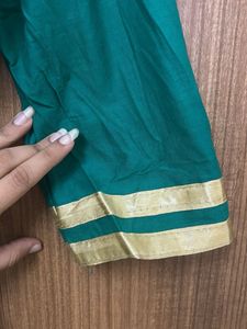 Elegant Teal Kurta with Gold Accents