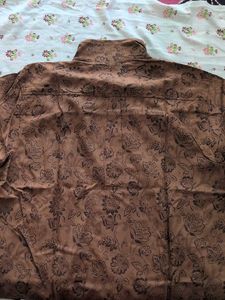 Brown Floral Print Button-Up Shirt