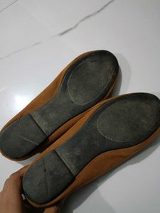 Brown Ballet Flats with Zebra Bow