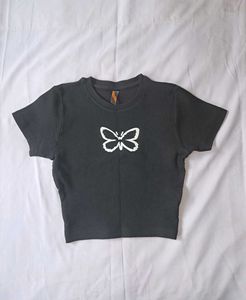 Black Butterfly Graphic Crop top