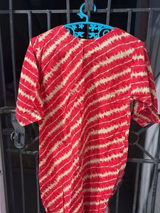 Red &amp; White Striped Kurta