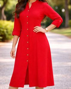 Chic Red Button-Down Kurta