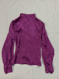Elegant Purple Ruffled Blouse