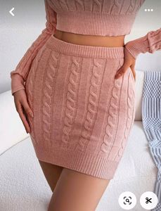 Twist Detail Cable Knit Pencil Skirt🇸‌🇦‌🇱‌🇪