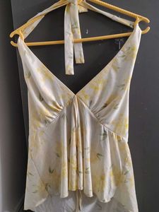 Chic Halter Neck Floral Print Top