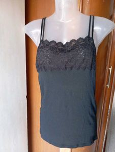 Black Lace Trim Cami Top