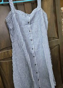 Blue &amp; White Striped Midi Dress