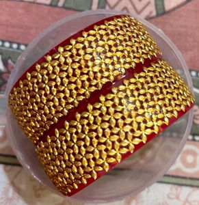 Red &amp; Gold Floral Bangles