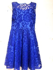 Blue Lace Fit &amp; Flare Dress