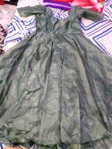 Elegant Olive Green Ethnic Gown