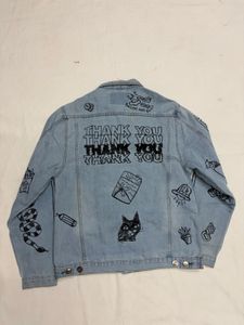 Denim Jacket with Graphic Prints