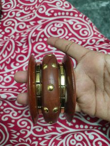 Boho Wooden &amp; Brass Bangle Set