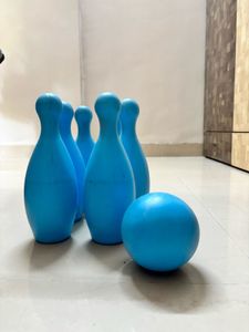 Blue Bowling Ball and Pins Toy Set