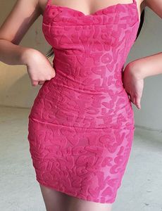 Hot Pink Textured Mini Dress