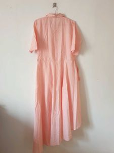 Pink High-Low Button-Up Dress