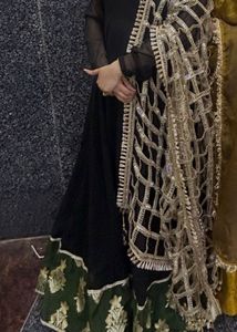 Elegant Black Anarkali with Embellished Dupatta