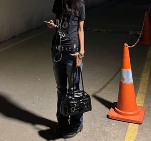 Chic Black Patent Leather Handbag