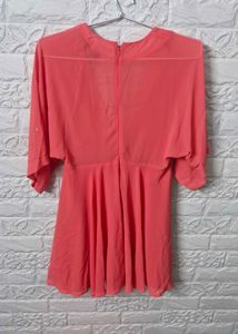 Forever 21 Coral Deep V-Neck Dress