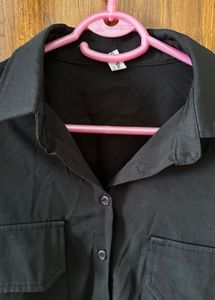 Women's Black Cropped Shirt Jacket