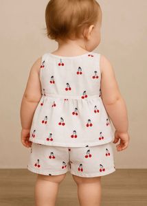 Cherry print top bottom set