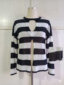 Striped Cut-Out Knit Top