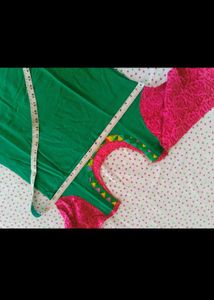 Green Kurta Set with Pink Print
