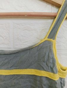 Gray Tank Top with Yellow Trim