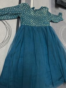 Teal Sequin Gown party wear for kids