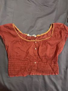 Chic Rusty Orange Square Neck Top