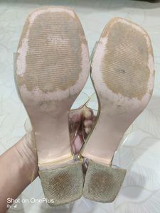 Solid Transparent Gold Crystalline Heel