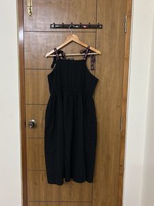 Black Embroidered Midi Dress