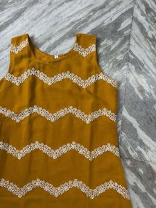 Yellow Kurta with White Embroidery
