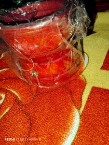 Vibrant Red Bangles with Embellishments