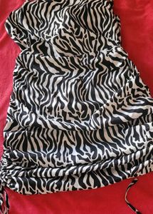 Zebra Print Ruched Mini Dress