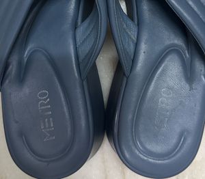 Blue Wedge Sandals with Denim Strap