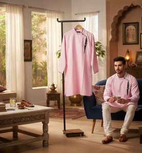 Ethnic Designer Powder Pink Kurta