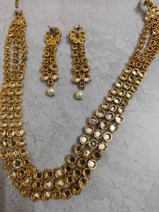 Elegant Pearl &amp; Kundan Necklace Set