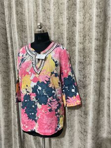 Vibrant Floral stone work  Embroidered Kurta